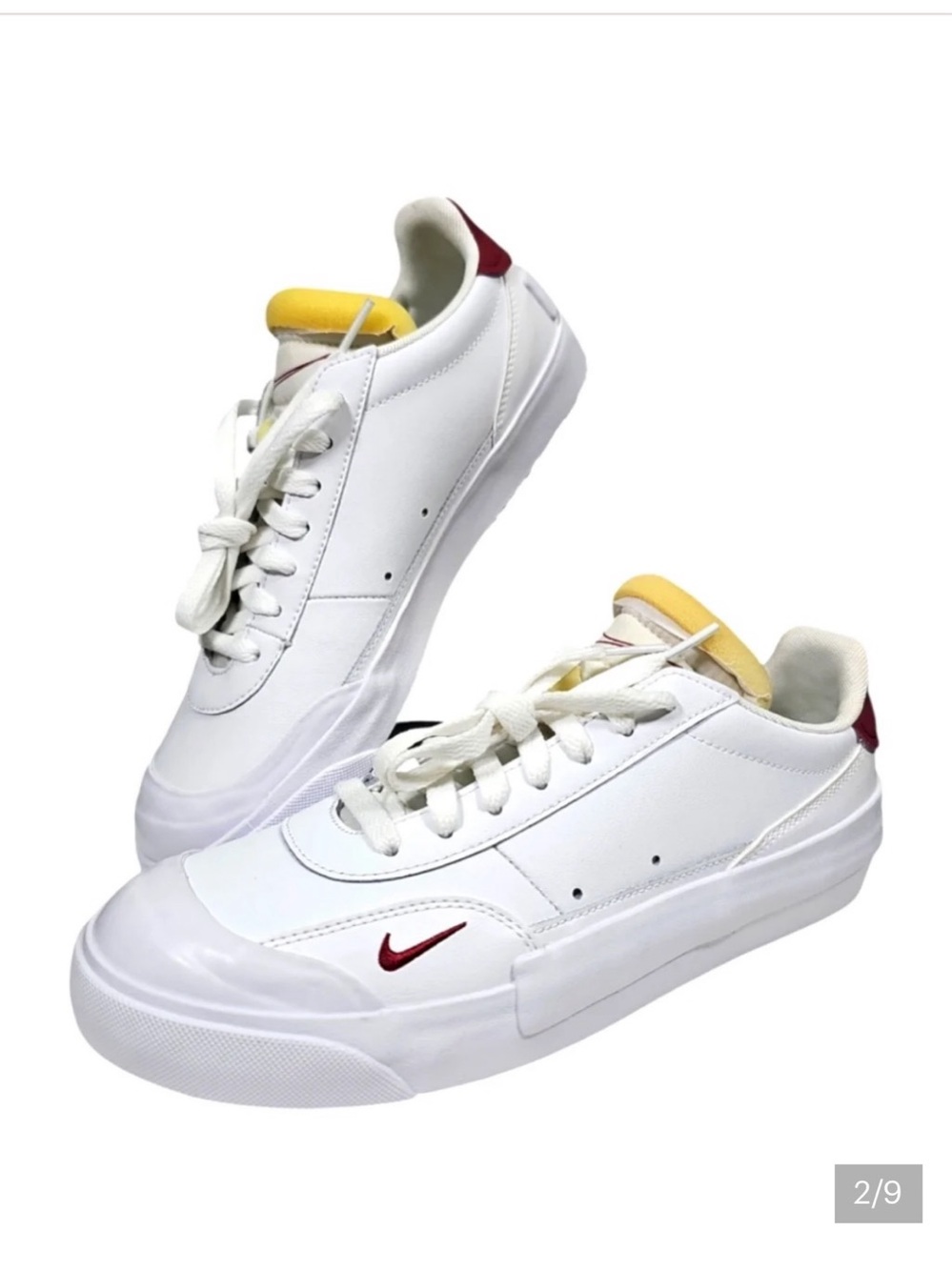 Nike Women’s Size 8 White Leather, Red Maroon Crimson Youth & Men Size 6.5